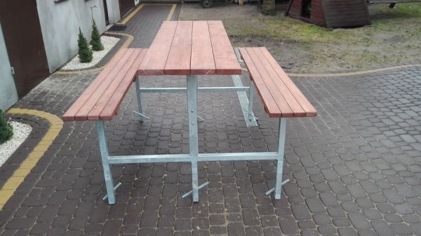 Zestaw piknikowy do zabetonowania, parkowy, miejski, na plac zabaw, stół dwa siedziska PIKNIKOWY LOFT