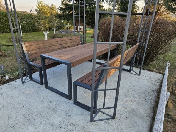 Meble ogrodowe, parkowe, tarasowe, na plac zabaw, stół dwie ławki LOFT XL ZO  CERTYFIKAT 212 cm