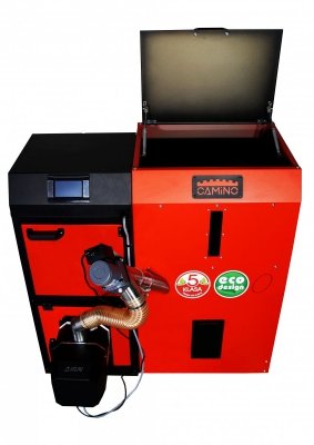 Camino 4 żeliwny kocioł na pellet z podajnikiem o mocy 12 KW ecoMax 920 simTOUCH ST4 Seperate