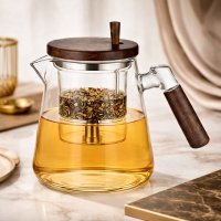 DZBANEK DO HERBATY z mechanicznym zaparzaczem 0,8l szklany zaparzacz 