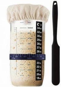 POJEMNIK NA ZAKWAS DO CHLEBA Szklany SŁOIK FERMENTATOR z termometrem 800ml 