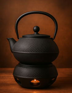 CZAJNIK ŻELIWNY IMBRYK do parzenia herbaty 0,8l + podgrzewacz żeliwny