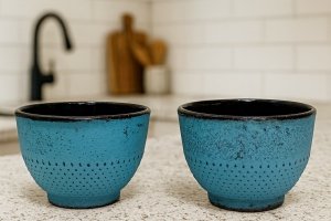  ŻELIWNE CZARKI filiżanki DO HERBATY kpl 2 sztuki