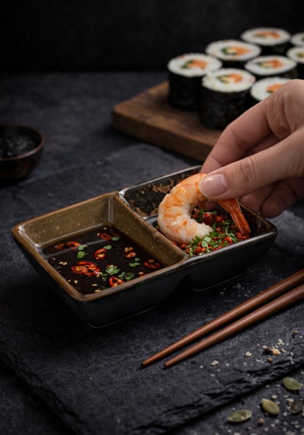 MISECZKA podwójna do sosu sojowego SUSHI wasabi sosjerka na dipy 14cm