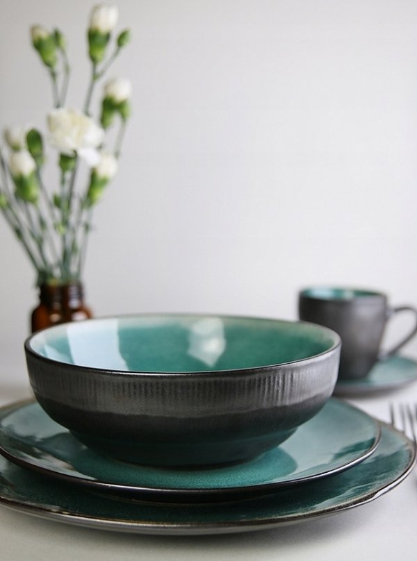 TALERZ deserowy płytki 22 cm linia Black Bootle Green