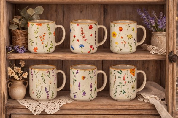 KUBEK ZESTAW 6 KUBKÓW CERAMICZNYCH 400 ml DO KAWY HERBATY 400ml