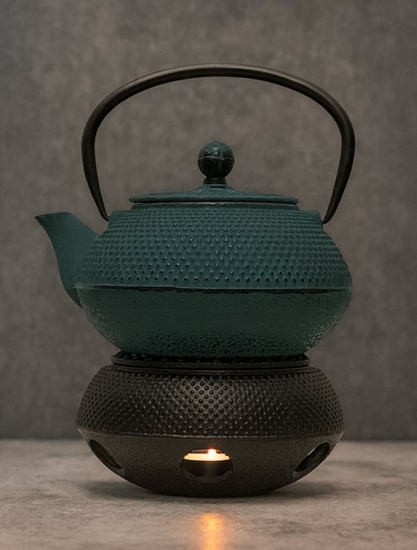 CZAJNIK ŻELIWNY IMBRYK do parzenia herbaty 0,8l + podgrzewacz żeliwny