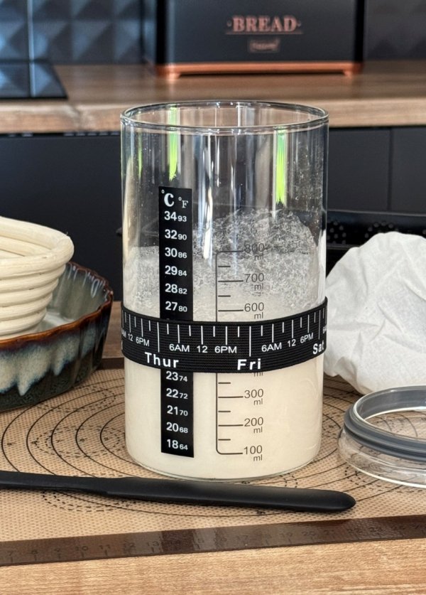 POJEMNIK NA ZAKWAS DO CHLEBA Szklany SŁOIK FERMENTATOR z termometrem 800ml