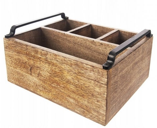 Stojak ORGANIZER pojemnik na sztućce pudełko skrzynka z drewna mango LOFT
