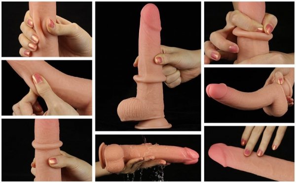DILDO 9&#039;&#039; SLIDING SKIN DUAL LAYER DONG