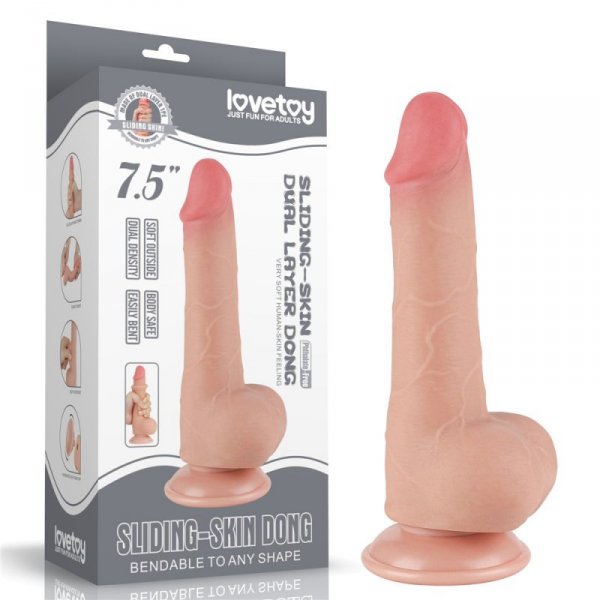 DILDO 7.5&#039;&#039; SLIDING SKIN DUAL LAYER DONG FLESH