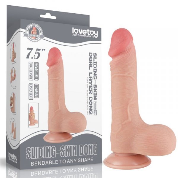 DILDO 7.5&#039;&#039; SLIDING SKIN DUAL LAYER DONG FLESH