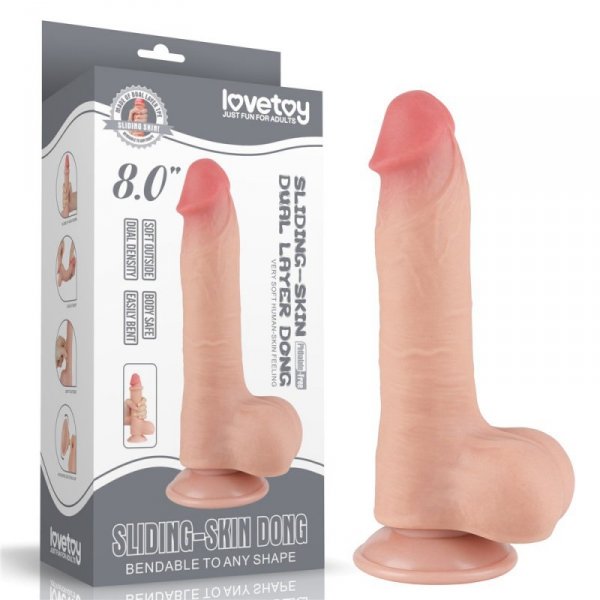 DILDO 8&#039;&#039; SLIDING SKIN DUAL LAYER DONG FLESH