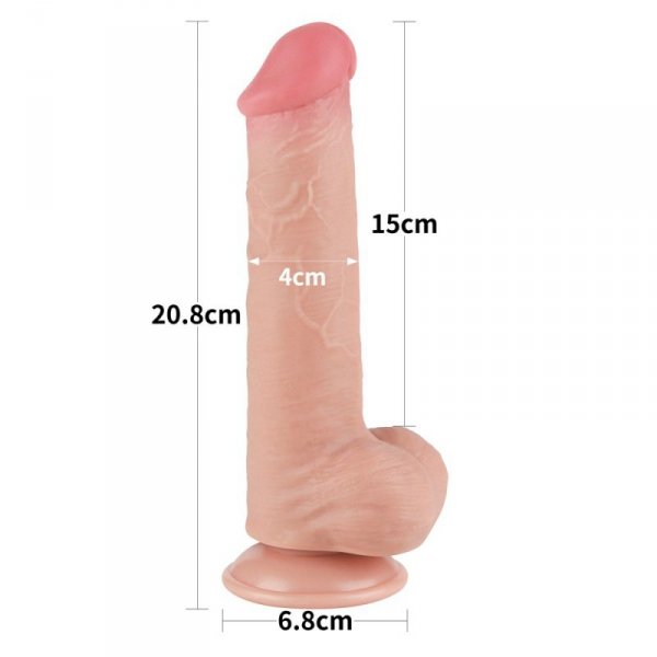 DILDO 8&#039;&#039; SLIDING SKIN DUAL LAYER DONG FLESH