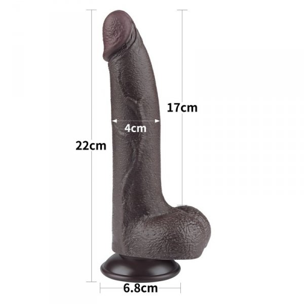 8.5&#039;&#039; SLIDING SKIN DUAL LAYER DONG BLACK