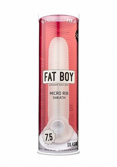 Stymulująca przedłużka na penisa Perfect Fit Fat Boy Micro Ribbed Sheath Clear 5,5&#039;