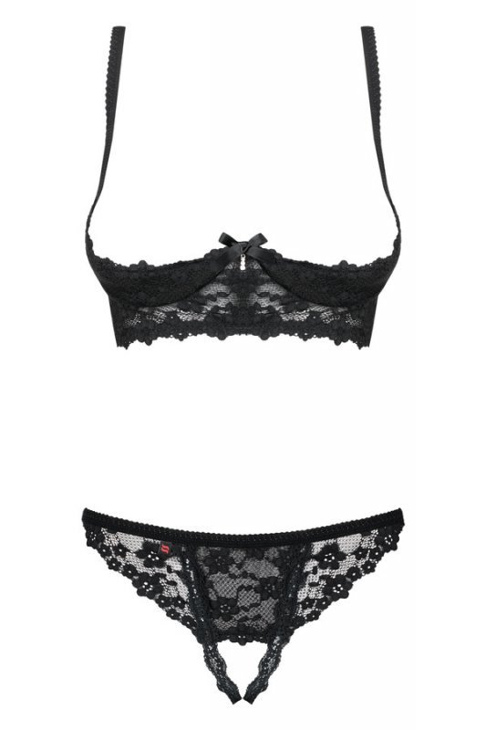 Letica komplet 2-częściowy otwarty czarny L/XL Obsessive