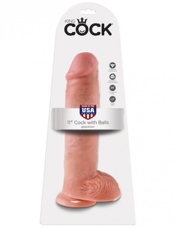 King Cock 11&quot; Cock with Balls Flesh