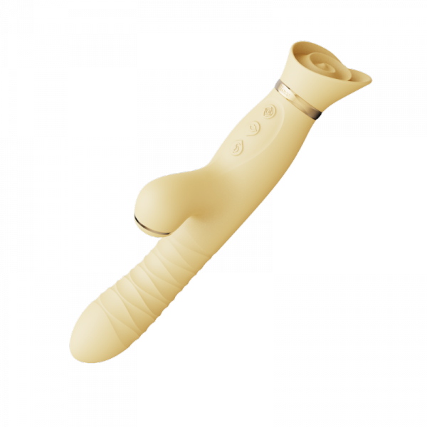 Pulsator z wibracjami oraz główką w kształcie róży Zalo Rose Thruster Lemon Yellow