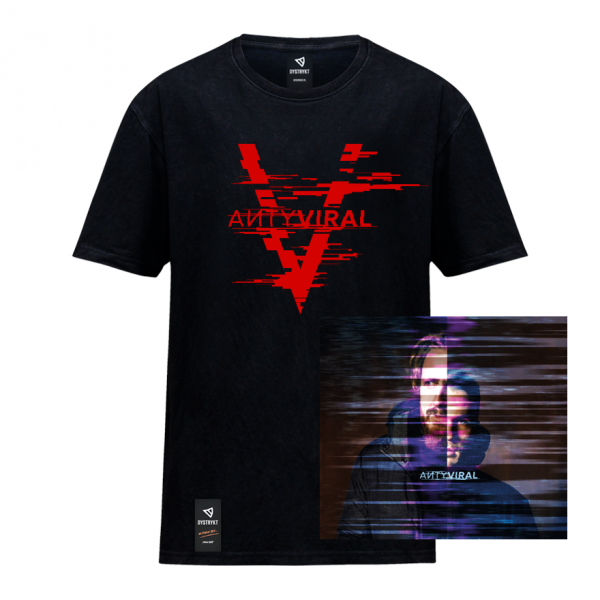T-Shirt &quot;AИTYVIRAL&quot; Red Czarny + CD Nullizmatyk x Filipek  &quot;AИTYVIRAL&quot; z autografami