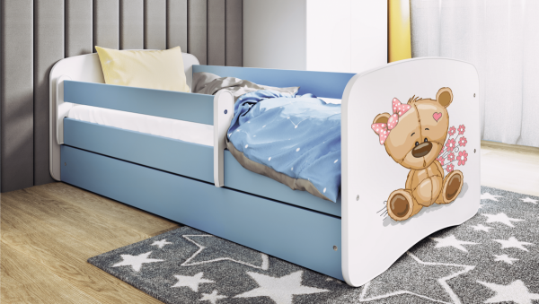 Łóżko dziecięce MIŚ Z KWIATKAMI różne kolory 180x80 cm
