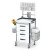 Wózek anestezjologiczny VITAL seria AVIT-40: blat stalowy z bandami, szafka z 4 szufladami, nadstawka na 11 poj. (5+6)