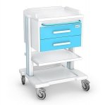 Wózek oddziałowy proceduralny OPTIMUM OP-2ABS: szafka z 2 szufladami, blat ABS, półka 
