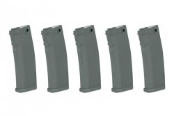 S-Mag - Zestaw 5 magazynków Mid-Cap na 125 kulek do M4 - grey