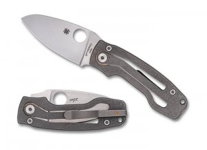 Nóż składany Spyderco Pits 2 Slipit Gray Titanium, Satin M398 by Mike Read (C269TIP)