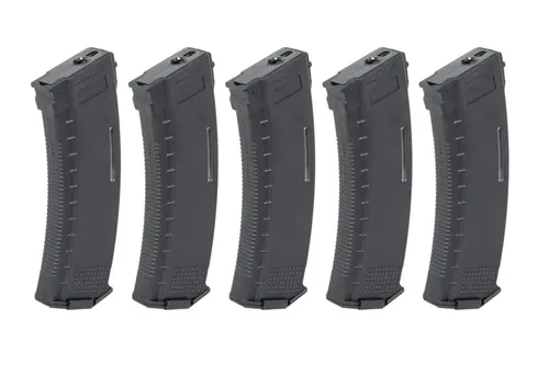 Zestaw 5 magazynków Mid-Cap 130/30 kulek Arcturus EMM AK MOD1 Variable-Cap Windowed do replik AK Czarny