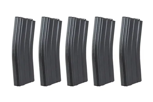 Zestaw 5 magazynków Mid-Cap 135/30 kulek Arcturus EMM M4/M16 Metal Variable-Cap do replik M4/M16 Czarny