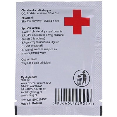 Chusteczka dekontaminacyjna neutralizująca działanie gazu pieprzowego (SHD101V2)