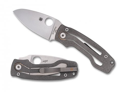 Nóż składany Spyderco Pits 2 Slipit Gray Titanium, Satin M398 by Mike Read (C269TIP)