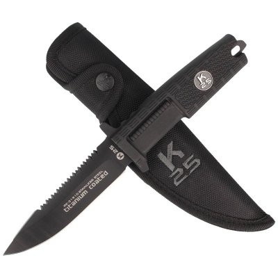 Nóż K25 RK-31910 Black Rubber, Black Titanium 7Cr17Mov