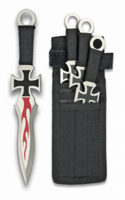 Noże do rzucania Martinez Albainox Cross Set 3 szt Black Cord, Stain 3Cr13Mov (31884)