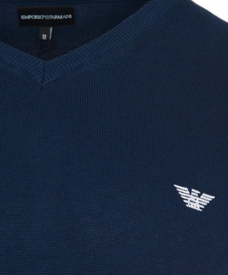 Emporio Armani sweter męski gładki granatowy