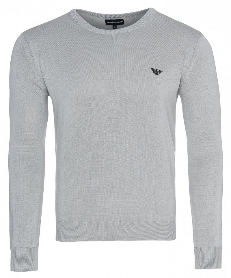 Emporio Armani sweter męski gładki szary