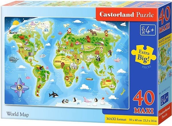 Puzzle 40 Maxi Castorland B-040117 Mapa Świata