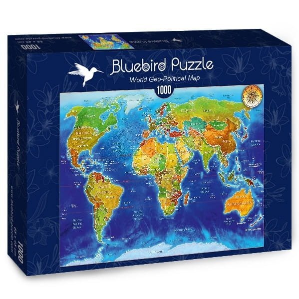 Puzzle 1000 Bluebird 70337 Adrian Chesterman - Mapa Geopolityczna Świata
