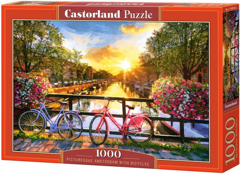 Puzzle 1000 Castorland 104536 Malowniczy Amsterdam z Rowerami