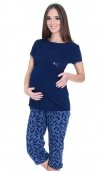 MijaCulture - piżama 3 w 1 ciążowa i do karmienia 4119/M69 granat/piórka 2