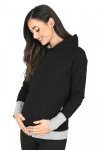 MijaCulture – 3 w 1 bluza ciążowa i do karmienia „Mona” 1035 czarny/melanż