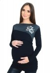 Praktyczna bluzka ciążowa i do karmienia Kwiaty 9088 czarny