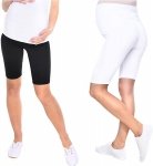Wygodne krótkie legginsy ciążowe Mama 1052/2 komplet czarny/biały