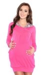 MijaCulture - bluza 3 w 1 ciążowa i do karmienia z kapturem „Mimi” 7102A róż