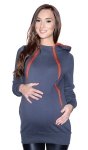 MijaCulture - 3 w 1 ciepła bluza ciążowa i do karmienia z kapturem „Rita” 7110 grafit
