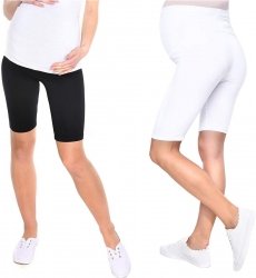 Wygodne krótkie legginsy ciążowe Mama 1052/2 komplet czarny/biały