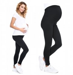 MijaCulture - Komfortowe legginsy ciążowe zimowe 1034 czarne