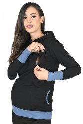 MijaCulture – 3 w 1 bluza ciążowa i do karmienia „Mona” 1035 czarny/jeans