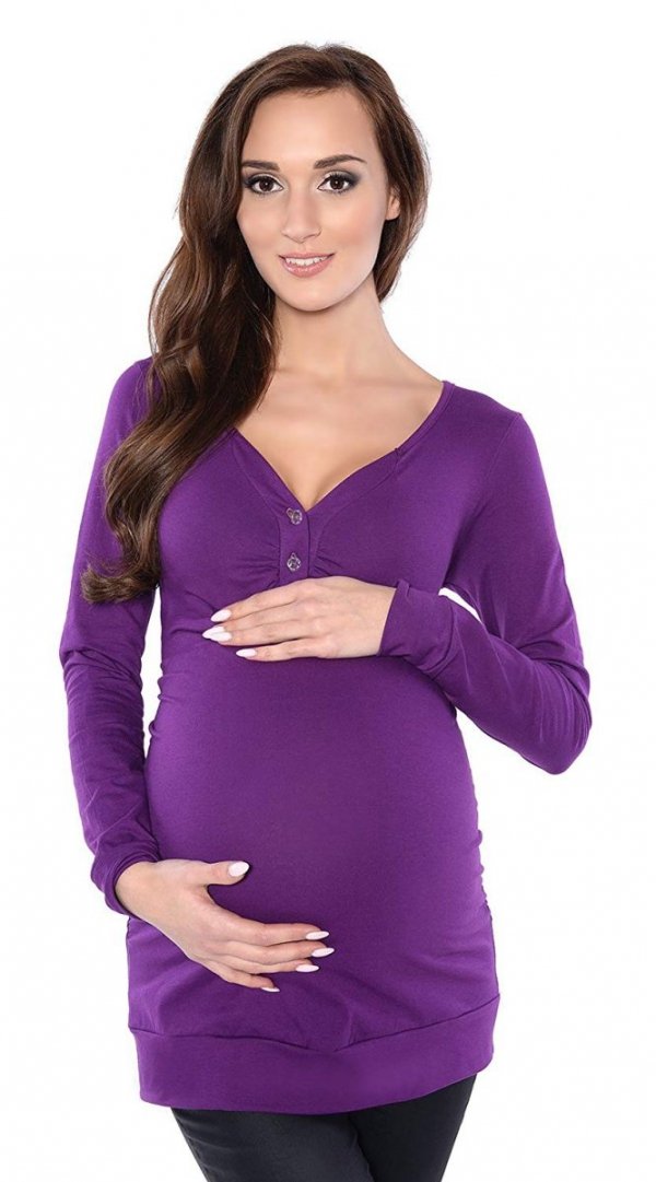 MijaCulture - bluzka 2 w 1 ciążowa i do karmienia długi rękaw M08/3079 fiolet 1